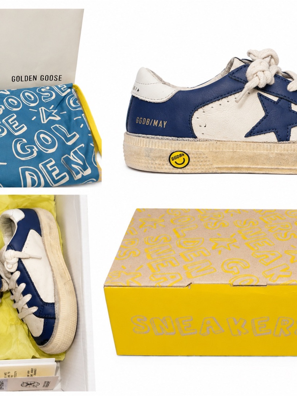 Golden Goose Kids White & Blue Superstar Sneaker